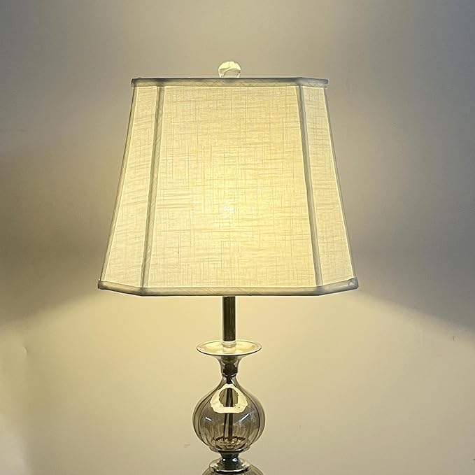 TOOTOO STAR Square Cut Corner White LampShade, 10" Top x 13" Bottom x 10.5" High Medium Shade (Spider Fitter), Handmade of Natural Linen, Easy to Assemble, Suitable for Table Lamps and Floor Lamps