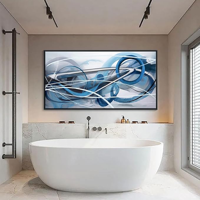 YDYSUNE Large Blue Abstract Wall Art Modern Canvas Wall Decor Paintings Minimalist Artwork for Living Room Pictures for Bedroom Office Home Decor Framed Art Decoration Size 29×58IN