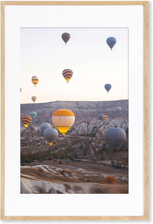 Marsmiles 20x30 Wooden Picture Frame, USA-Sourced Natural Oak Solid Wood Photo Frame with Real Glass for Display Pictures 16x24 with Mat or 20x30 without Mat, Natural, 1 Pack