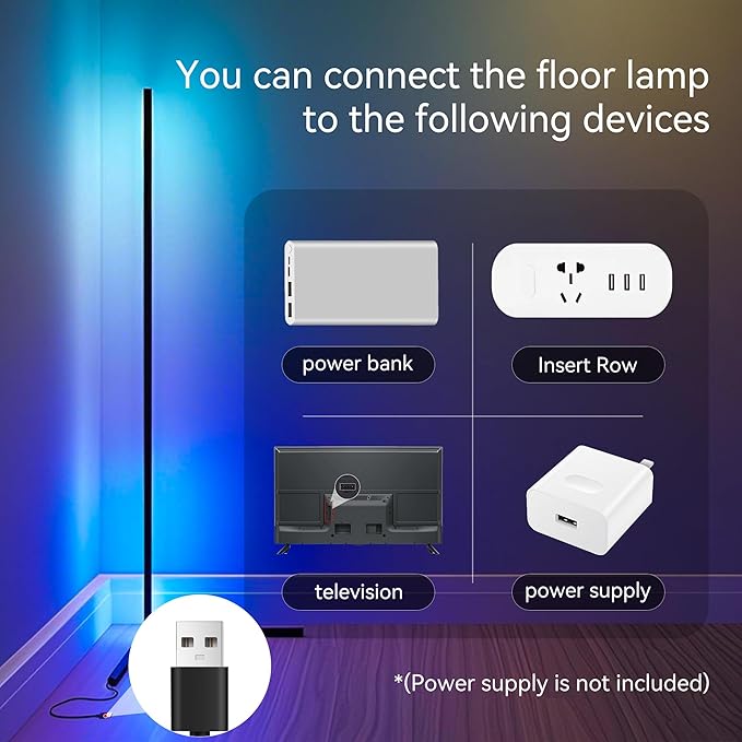 TJOY 2 Pack RGB Led Floor Lamps, Smart Corner Floor Light with APP&Remote, 16 Million Color Changing, Music sync, Modern Lamp for Bedroom Living Room Gaming Room, Timing&Schedule, Home Decoration