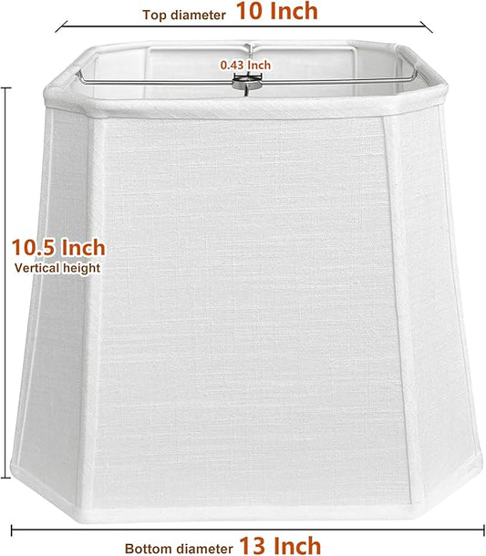 TOOTOO STAR Square Cut Corner White LampShade, 10" Top x 13" Bottom x 10.5" High Medium Shade (Spider Fitter), Handmade of Natural Linen, Easy to Assemble, Suitable for Table Lamps and Floor Lamps
