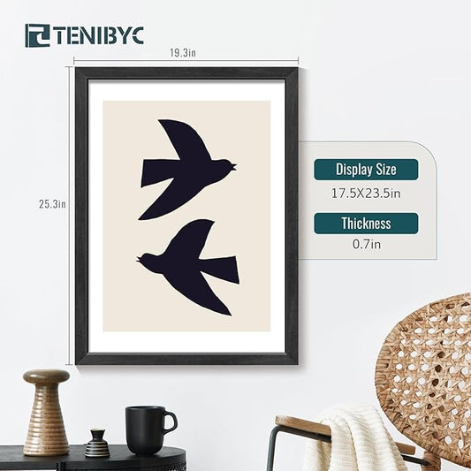 18x24 Frame 4 Pack, Classic Black and Elegant Wood Grain 18 x 24 Poster Frame, Display Picture Poster Puzzle, Horizontal or Vertical Wall Hanging