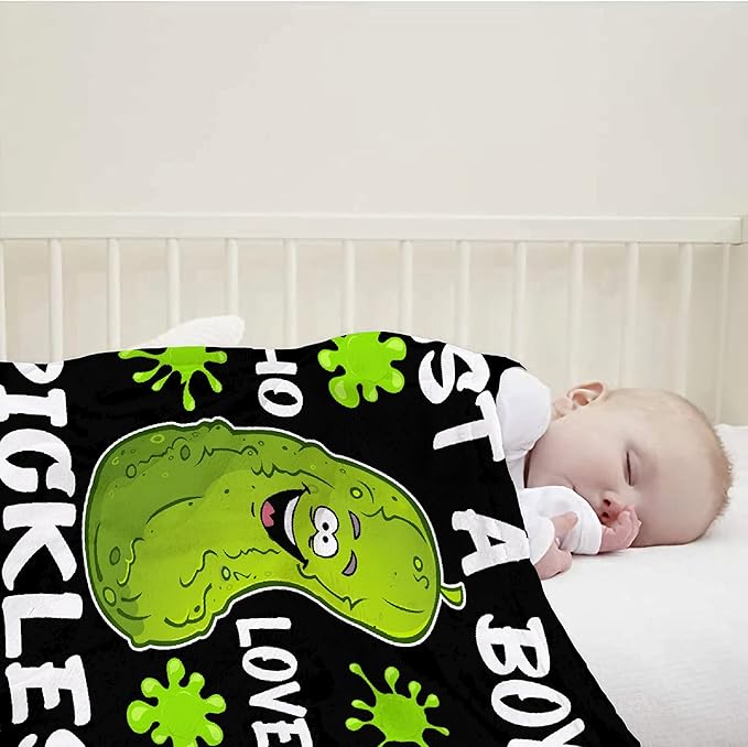 Just A Boy Who Loves Pickles Blanket Soft Blankets and Throws Flannel Cozy Lightweight Quilt Gift Perfect for Bed Sofa Couch-40 x30 Extra Small for Pets