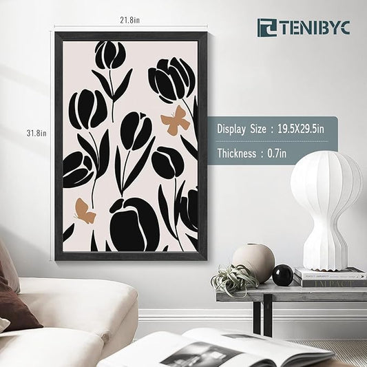 20x30 Poster Frame Set of 4, Textured Black Wood Picture Frame, Horizontal or Vertical Wall Hanging, Dissplay Photo, Poster, Map and Puzzle