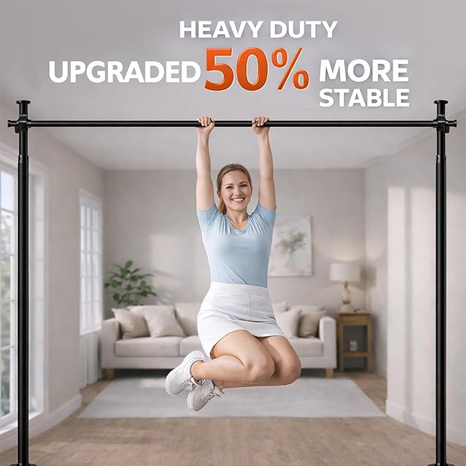 Room Divider Tension Rod No Drilling, Adjustable 72-200" W x 43-120" H Room Divider Curtain Rod, Black