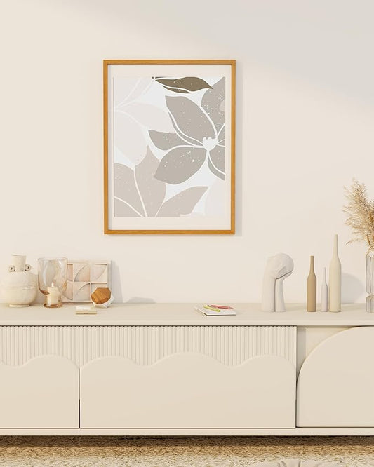 Marsmiles 18x24 Wooden Picture Frame, USA-Sourced Natural Oak Solid Wood Photo Frame with Real Glass for Display Pictures 16x20 with Mat or 18x24 without Mat, Teak, 2 Pack