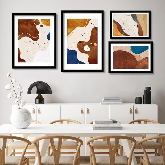 20x30 Picture Frame Set of 5, Black Poster Frame, Display Pictures 16 x 24 with Mat or 20 x 30 Without Mat for Horizontal or Vertical Wall Mounting, Wall Gallery Frame