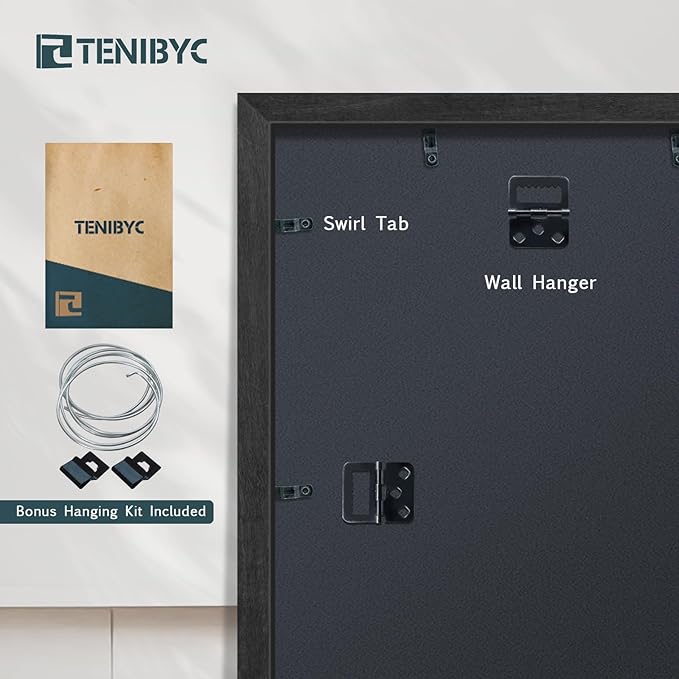 16x24 Picture Frame Set - 4 Pack, Classic Black Wood Grain, Wall Hanging Poster Frame for Photos, Posters, paintings & puzzles