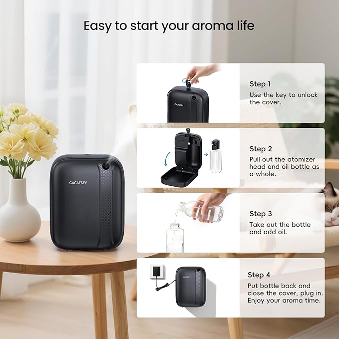 Waterless Diffuser, Hotel Scent Diffuser-Smart APP Control-400mL Capacity Up to 2000 Sq.Ft.-Cold Air Tech, Scent Diffusers for Home,Aromatherapy,Large Room,Spa,Commercial-Black Essential Oil Diffuser