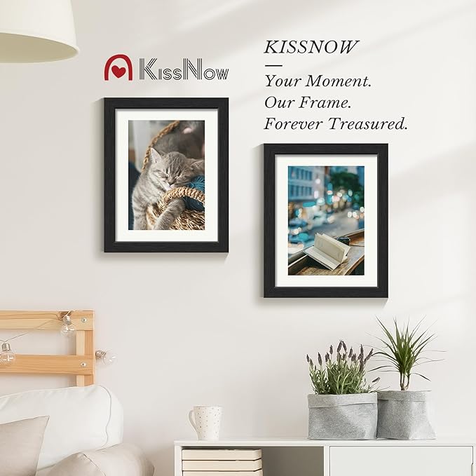 11x14 Picture Frame 2 Pack, Black Solid Wood, Wall Gallery Poster Frame