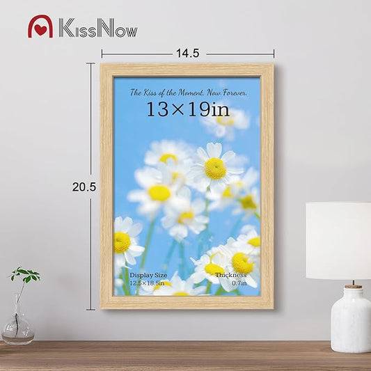 13x19 Picture Frame set of 2, Natural Oak Wood Poster Frame, Wall Hanging