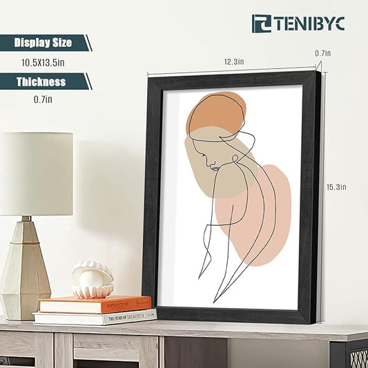 11x14 Picture Frame Set - 4 Pack, Classic Black Photo Frame, HD Tempered Glass, Elegant Wood Grain, Wall Hanging