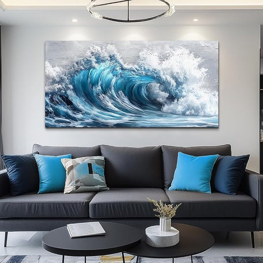 ZUITINGHUA Canvas Wall Art For Living Room Large Wall Decor For Office Bedroom Decoration Ocean Wave Landscape Picture Black And White Painting Artwork Room Wall Mural Aesthetic Home Decor 30x60 In
