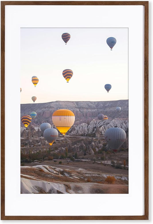 Marsmiles 20x30 Wooden Picture Frame, USA-Sourced Natural Oak Solid Wood Photo Frame with Real Glass for Display Pictures 16x24 with Mat or 20x30 without Mat, Walnut, 1 Pack