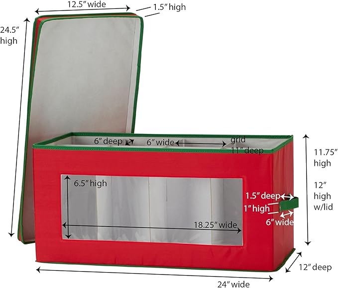 Household Essentials 554RED Holiday Vision Storage Box Chest, 8-Piece Figurine, Red & Green