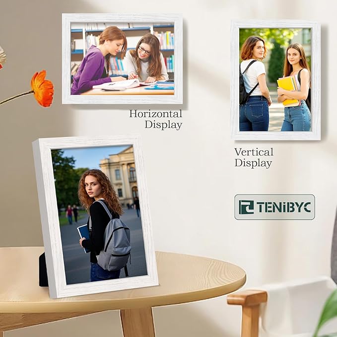 9x12 Picture Frame 4 Pack - White Solid Wood Poster Photo Frame - Tempered Glass - Woodgrain Series - Room, Office, Gallery, Studio Display - Tabletop & Wall Hanging