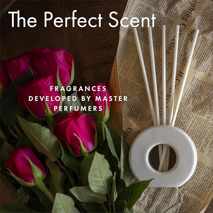 Infused Liquidless Reeds | Includes 25 Flameless Reeds and 1 Decorative Vase, White | Essential Oil Aroma Diffuser Sticks | Fresh Spa Scents | Gifting Fragrance | Eucalyptus Mint