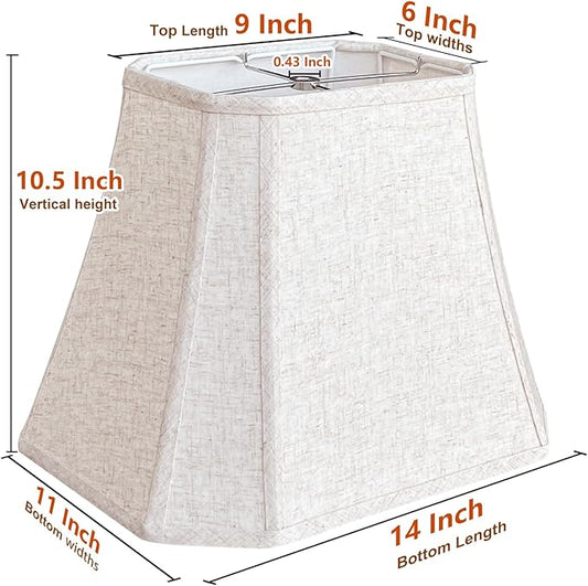 TOOTOO STAR (6 x 9)" x (11 x 14)" x 10.5" Linen Lamp Shade, Bell Cut Corner Lampshade for Table Lamp, Floor Lamp, Replaceable fabric lampshade