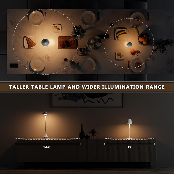 Modern Minimalist Cordless Table Lamp,Rechargeable,Aluminum Alloy Body for Living Room/Bedroom/Kitchen/Outside（White 1Pack）