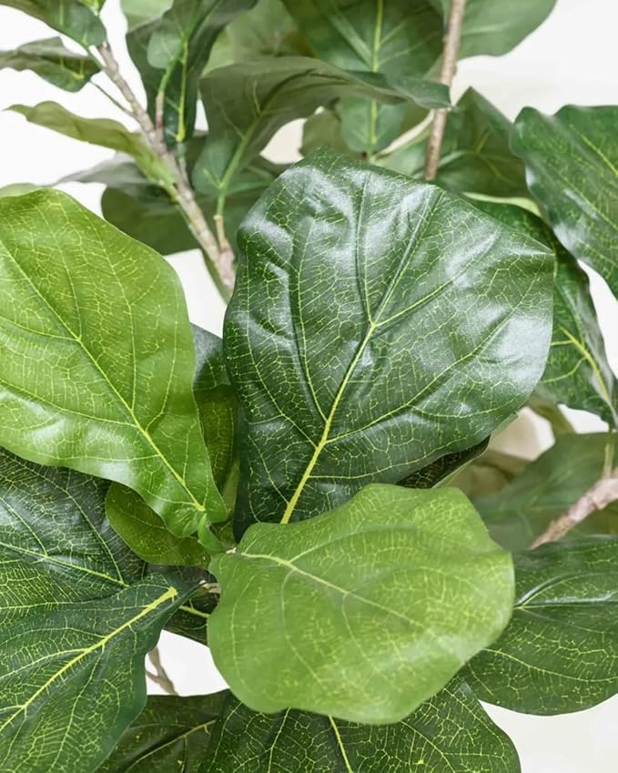6FT Artificial Fiddle Leaf Fig Tree - Tall Fake Tree with White Planter&Seagrass Basket, Large Faux Ficus Lyrata Tree Floor Plants for Indoor Home Decor Office Living Room Housewarming Gift