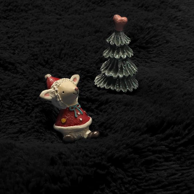 Black Small Round Rug 3Ft for Bedroom, Fluffy Circle Area Rugs for Living Room Decor Aesthetic, Shaggy Furry Circular Floor Carpet for Office Playroom Nursery Classroom, Modern Baby Kid Teen Boy Rug