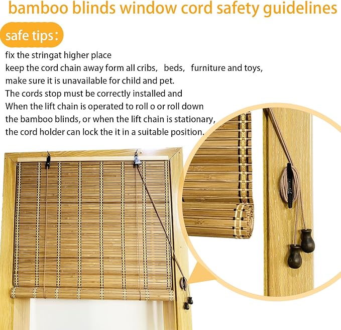 XIUXIU Bamboo Roller Shades Roman Shades for Window Roll Up Blinds for Home Light Filtering Indoor Outdoor Patio G36 W x 74" H