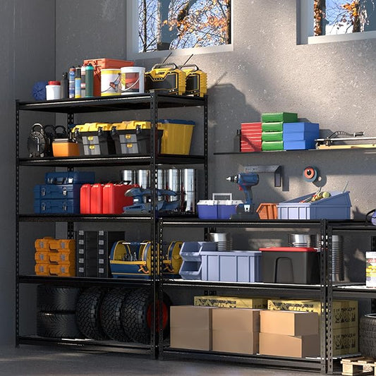 WORKPRO 5-Tier Metal Shelving Unit, 48”W x 24”D x 72”H, Heavy Duty Adjustable Garage Shelving, 4000 lbs Load Capacity (Total), Storage Rack for Garage, Basement, Warehouse, Workshop, 2 Pack