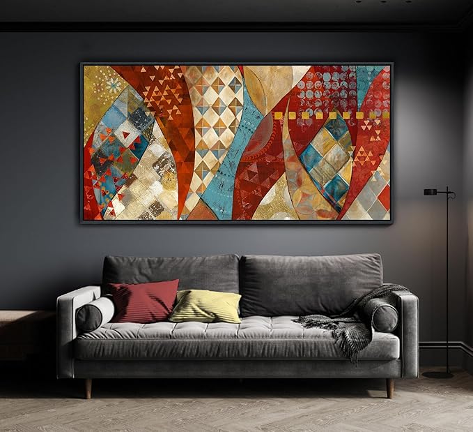 YDYSUNE Large Wall Art Vintage Red and Orange Picture,Abstract Painting Artwork Decoration for Living Room Bedroom Dinning Room Home Office Wall Decor Size 24X48inch