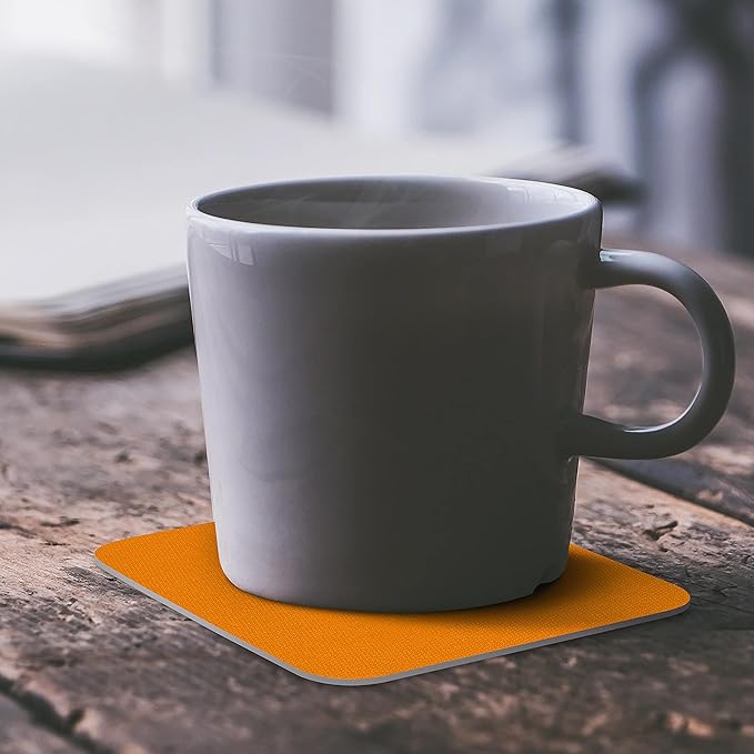 10 Squared Foam Coasters Pack, 4 inch - Customizable Text, Logo - PU Foam, Foldable - Neon Orange