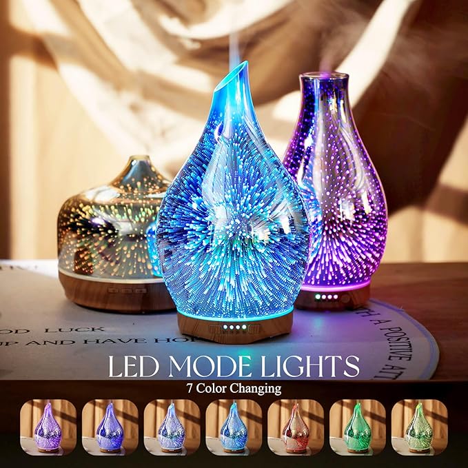 Porseme 280ml Essential Oil Diffuser, Aroma Ultrasonic Humidifier with Remote Control, BPA Free, Auto Shut-Off, Timer Setting