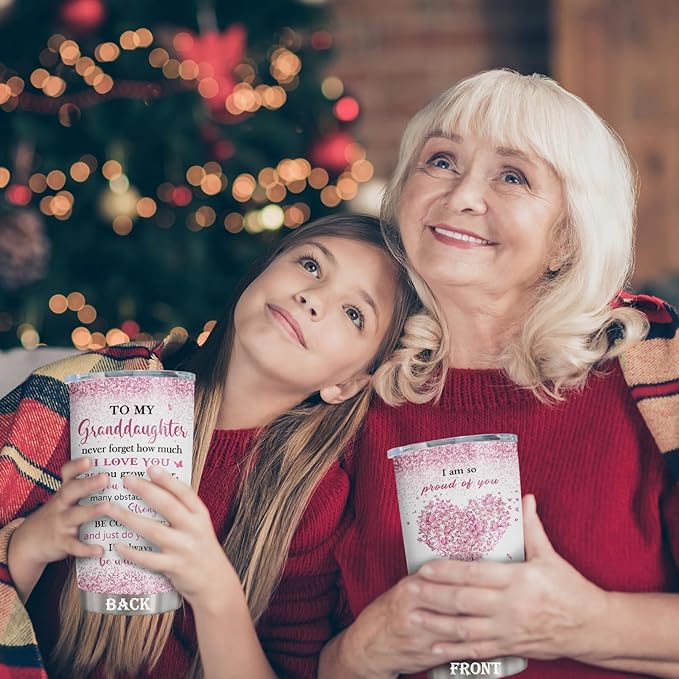 ZANIION Granddaughter Gifts Tumbler 20oz 1PC, Great Birthday Gifts For Granddaughter From Grandma Mug, Best Christmas Graduation Valentines Day Decoration Present For Grandchild Coffee Cup