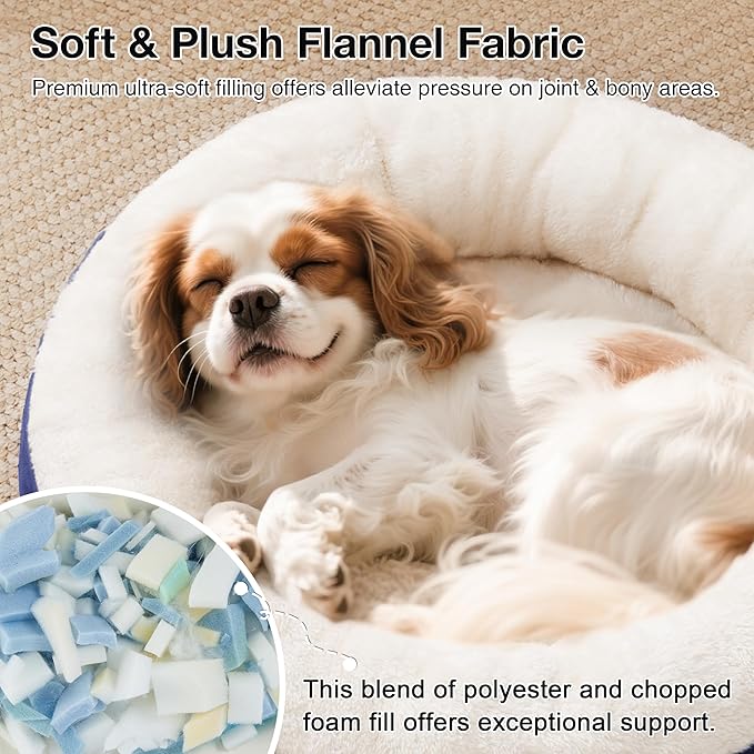 Love's cabin Round Donut Cat and Dog Cushion Bed, 25in Pet Bed for Small or Medium Dogs, Anti-Slip & Water-Resistant Bottom, Soft Durable Fabric Pet Beds, Washable Calming Cat & Dog Bed Navy