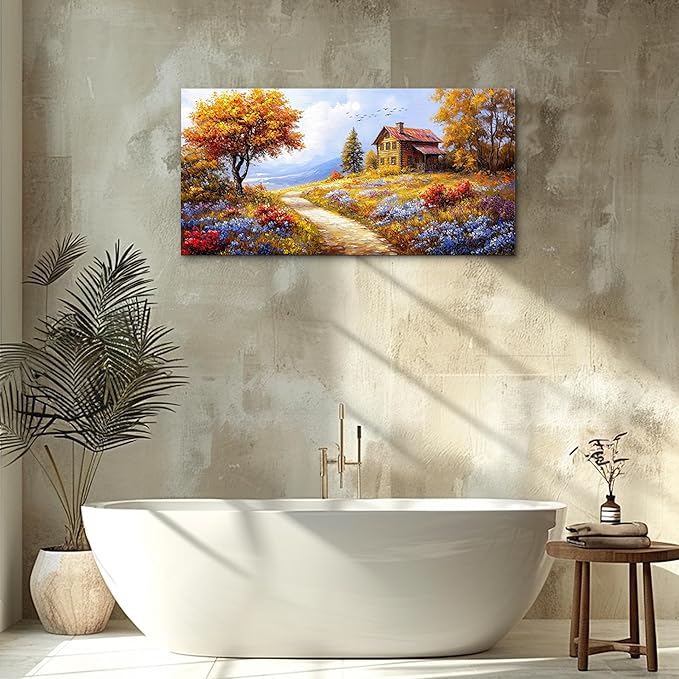 ZUITINGHUA Canvas Wall Art For Living Room Wall Decor For Bedroom Office Wall Decoration Yellow Tree Landscape Painting Farmhouse Pictures Artwork Room Aesthetic Home Decor 20x40 In