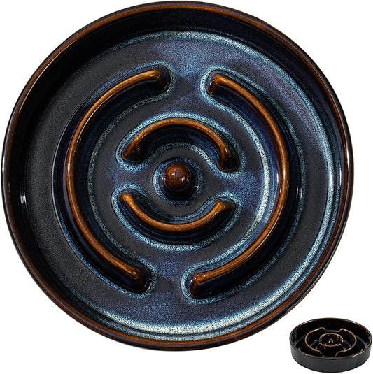 Ceramic 8.2inch Dog Bowl Slow Feeder for Large and Medium Dog, Pet Slow Dish, Stop Bloat, Preventing Choking(Single Bowl, Starry Sky)