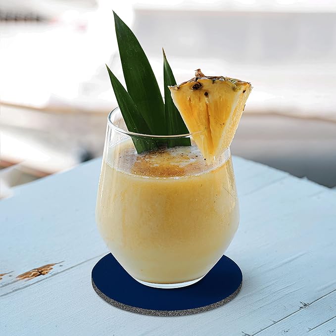 10 Round Foam Bud Coasters Pack, 4 inch - Customizable Text, Logo - PU Foam, Party Favor - Navy Blue