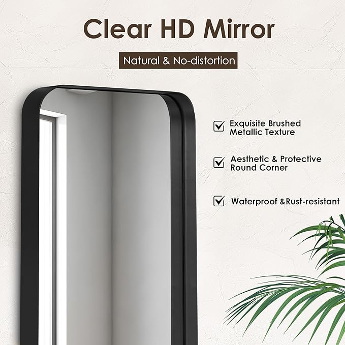 SogesHome Bathroom Medicine Cabinet with Mirror, 16"x24" Black Medicine Cabinet, Stainless Steel Frame and 2 Shelves, Wall Mounted Vanity Mirror Storage Cabinet for Bathroom