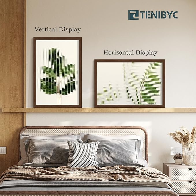 20 x 30 Poster Frame -Set of 4, Brown Wood Picture Frame, Dissplay Photos, Posters and Puzzles, Horizontal or Vertical Wall Hanging