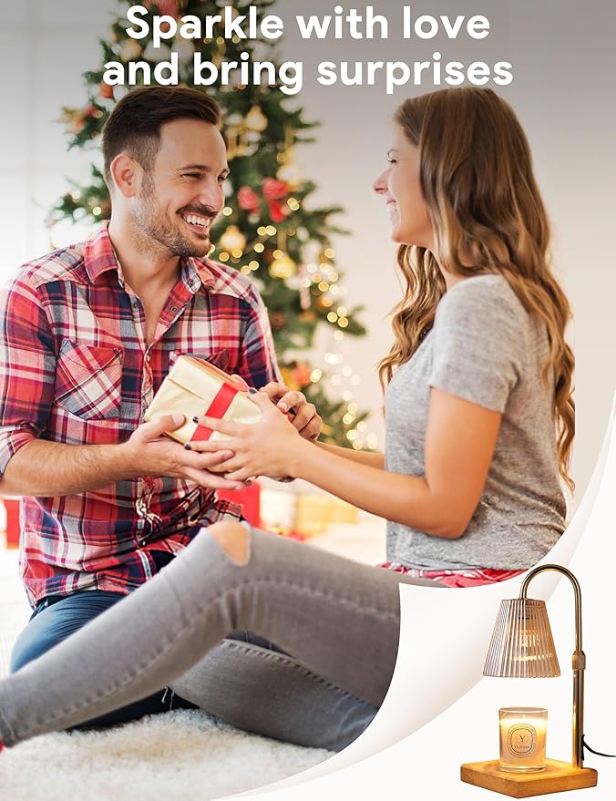 Candle Warmer Lamp with Timer, Dimmable Candle Warmer for Home Decor, Birthday Gifts for Women, Adjustable Height Wax Melt Warmer with 2 Bulbs