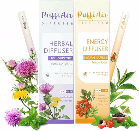 Herbal Diffuser Duo with Milk Thistle, Guarana & More丨Inner Vitality Duo for Liver Detox & Energy Boost Support - 600 Uses Per Stick
