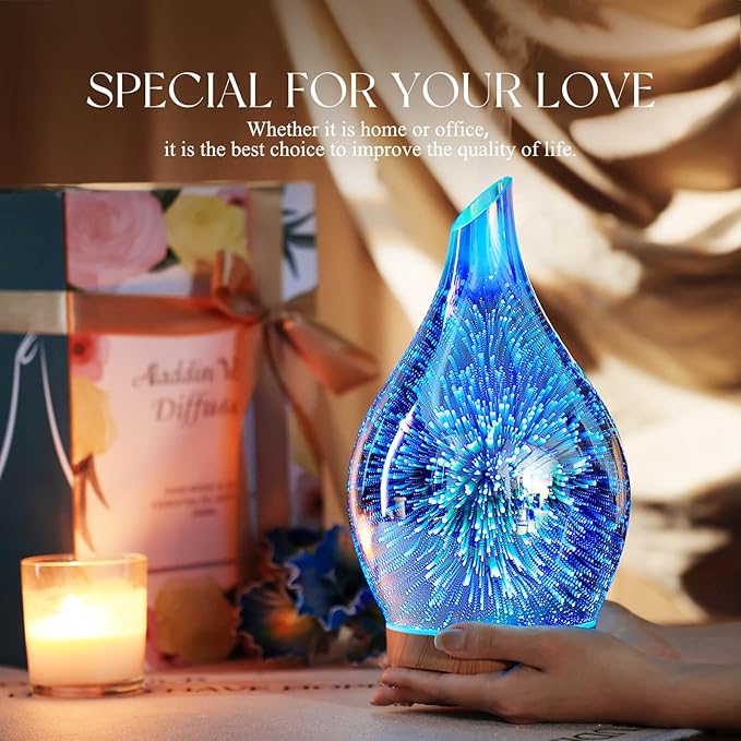 Porseme 280ml Essential Oil Diffuser, Aroma Ultrasonic Humidifier with Remote Control, BPA Free, Auto Shut-Off, Timer Setting