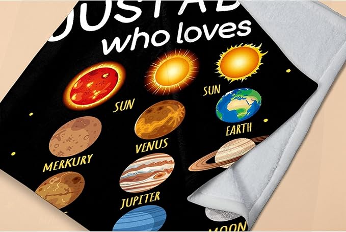 Just Boy Who Loves Planets Blanket Soft Blankets and Throws Flannel Cozy Lightweight Quilt Gift Perfect for Bed Sofa Couch-60 x50 Medium for Teen
