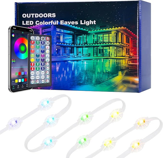 200FT Smart RGB Outdoor Lights - IP67 Waterproof LED Strip Lights with App/Remote Control, for Holiday Decor, Garden, Patio & Home Accent Lighting (Permanent Installation)