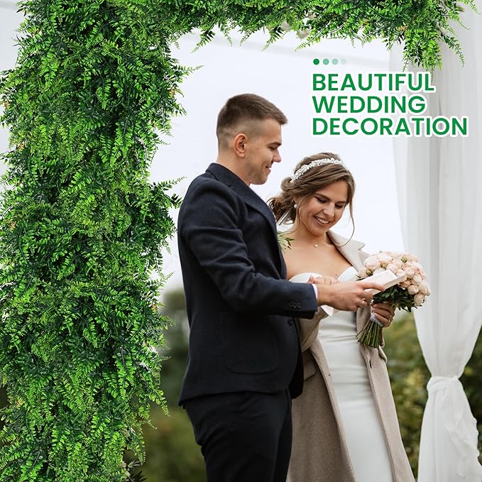 Geosar 80 Pcs Artificial Hanging Plants 32 Inch Hanging Boston Ferns Plastic Fake Plants for Wall Room Garden Wedding Garland Indoor Outdoor Decoration, No Basket