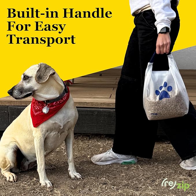 (re)zip Large Roll Top Pet Dry Food Storage Bag 40-Cup, BPA-Free, Food-Grade, Pet-Safe, Freshness Seal for Camping, Long Term Boarding, Travel & Daily Use, Machine Washable, Black