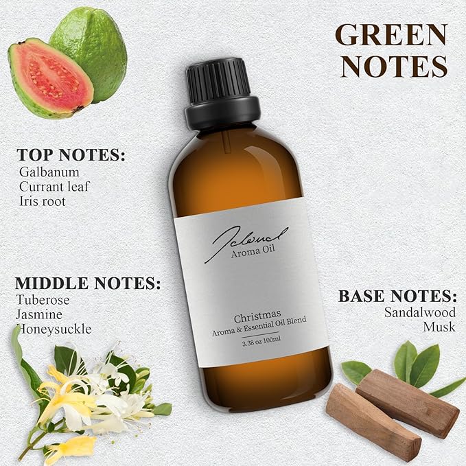 JCLOUD Christmas Essential Oil for Scent Air Machine | Hotel Scent - Pure Aromatherapy Diffuser Oil with Iris Root, Honeysuckle and Sandalwood, Home Luxury & Hotel Scents for Diffusers - 100mL