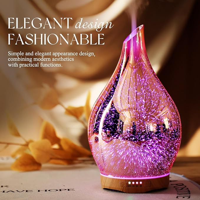 Porseme 280ML Essential Oil Diffuser, Aroma Ultrasonic Humidifier with Remote Control, BPA Free, Auto Shut-Off, Timer Setting