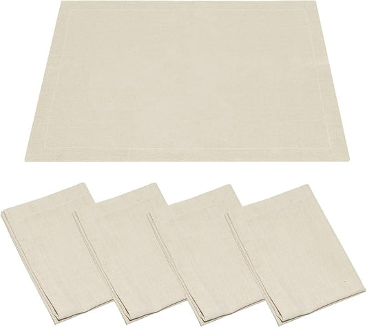 Table Placemats, Machine Washable, Non-Wrinkle Linen Texture Farmhouse Modern Dining Table Mats Set of 4, Beige