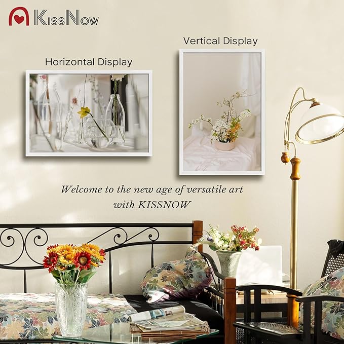 24x36 Poster Frame 2 Pack, Textured White Solid Wood Picture Frame, Wall Hanging