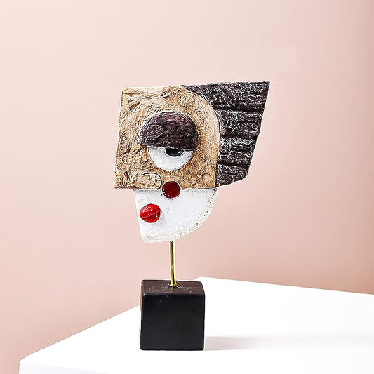 Smile - Handcrafted Statues Resin Abstract Sculpture for Home Decor Modern,African Art Tribal Figurines Decorations Items Accents Influencer Picks for Bookshelf,TV Stand,Living Room,Nightstand