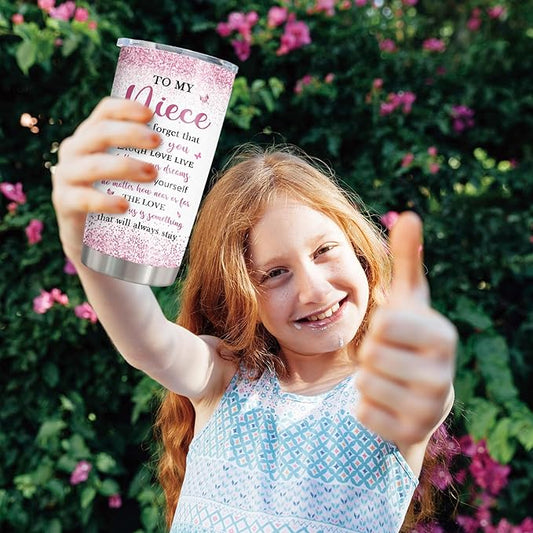 ZANIION To My Niece Gifts Tumbler 20oz, Best Birthday Gift For Nieces From Auntie Mug, Funny Christmas Graduation Valentines Day Present Decoration Coffee Cup 1PC